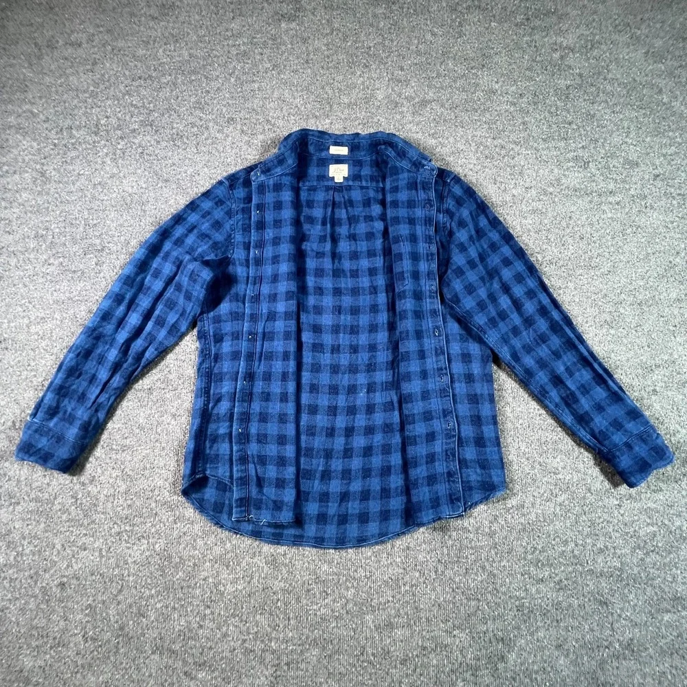 Re-Imagined by J.Crew Button-Up Shirt Men's L Blue Cotton Flannel Plaid Classic